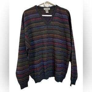 Tricots St Raphael VTG Pure Merino Wool Striped Pullover Knit Sweater XL Dadcore